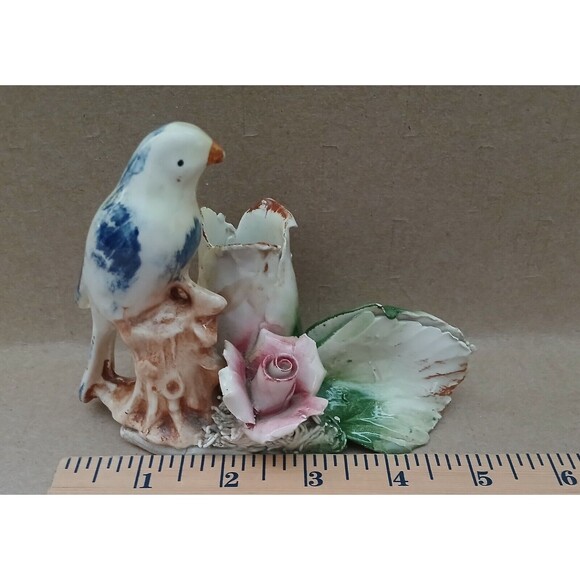 Vintage Capodimonte  Porcelain Candle Holder Made in Italy Bird & Flower RARE - Picture 11 of 12